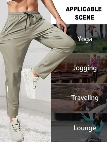 Women's Athletic Joggers-Quick Dry Stretch Loose Sweatpants with Zipper Pockets for Workout & Casual Wear in Saudi Arabia