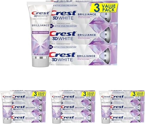 Crest 3D White Brilliance Teeth Whitening Toothpaste, Vibrant Peppermint, 3.5 oz, Pack of 3 in Kuwait