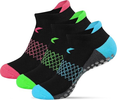Pilates Socks with Grips for Women, Non Slip Yoga Socks, Barre Grip Socks, Anti Skid Grippy Socks for Pilates, Yoga, Barre & Workout (3-Pack) in Saudi Arabia