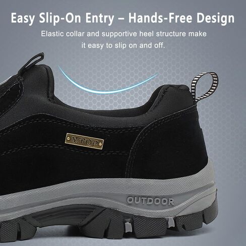 حذاء رجالي سهل الارتداء بدون استخدام اليدين للمشي سهل الارتداء من الجلد، حذاء كاجوال مريح للمشي لمسافات طويلة لجميع التضاريس، حذاء للمشي لمسافات طويلة للرجال in Kuwait