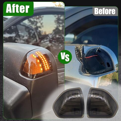 68302828AA 2 قطعة LED مرآة جانبية مصباح إشارة الانعطاف للسائق الأيسر والمصابيح الجانبية للركاب الأيمن تناسب دودج رام 1500 2500 3500 4500 5500 2010-2018 استبدال 68302829AA (عدسة غطاء مدخنة) in Kuwait