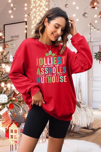 سترة MYHALF النسائية Griswold's Trees من Jolliest سترات عطلة الكريسماس بياقة دائرية وعطلة عيد الميلاد بلوفر علوي خفيف الوزن in Saudi Arabia
