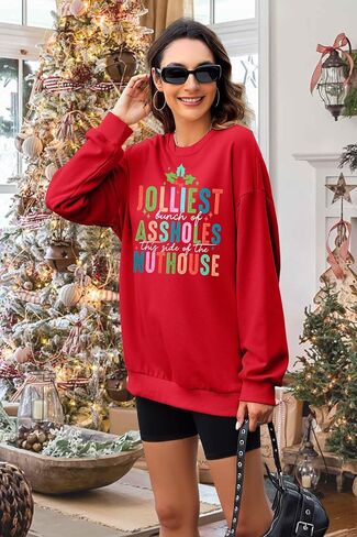 سترة MYHALF النسائية Griswold's Trees من Jolliest سترات عطلة الكريسماس بياقة دائرية وعطلة عيد الميلاد بلوفر علوي خفيف الوزن in Saudi Arabia