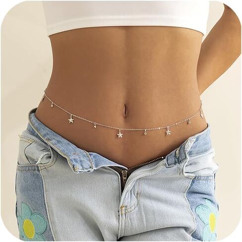 MODRSA 2pcs Belly Chain Gold Waist Chain for Women Waist Jewelry for Women Gold Belly Chains Stomach Jewelry Sexy Body Chains non Tarnish Waterproof Summer Jewelry Trendy in Saudi Arabia
