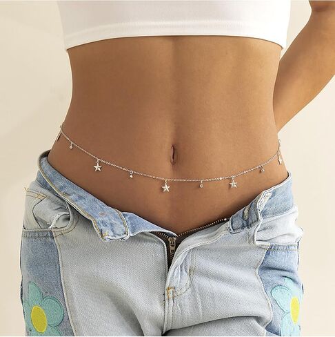 MODRSA 2pcs Belly Chain Gold Waist Chain for Women Waist Jewelry for Women Gold Belly Chains Stomach Jewelry Sexy Body Chains non Tarnish Waterproof Summer Jewelry Trendy in Saudi Arabia