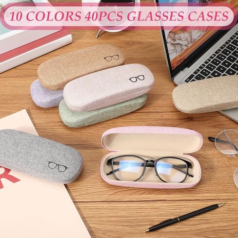 Kanayu 20/40 Pcs Hard Shell Glasses Case Bulk Linen Fabrics Protective Eyeglasses Case Eye Glasses Sunglasses Protector in Saudi Arabia