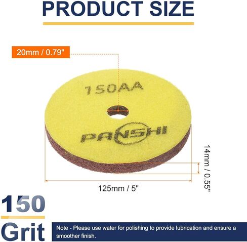 HARFINGTON Diamond Sponge Polishing Pads 5" Dia 10000 Grit Emery Sand Fiber Polishing Pad Wet Use Buffing Pad for Stone Concrete Marble Grinder Polisher Buffing Wheel, Brown White in Saudi Arabia