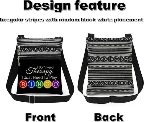 "Happiness is Yelling Bingo Print Messenger Bag Bingo Game Adjustable Strap Crossbody Bag Colorful Letter Circles for Adults Wallet Fun Birthday Gift for Women Men Game Night​​ (Black) in Saudi Arabia