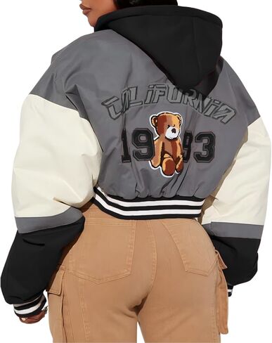 Glitrandi Womens Varsity Jacket Fashion Hoodies Lightweight Graphic Jacket for 2025 in Kuwait