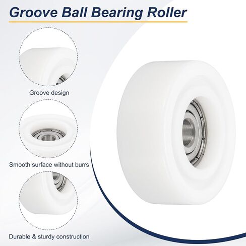 MECCANIXITY Roller Idler Bearing Pulley, 8 x 35 x 15mm Plastic Sliding Conveyor Nylon Wheel Track Wheel for Furniture Hardware Accessories Mobile Door White, Pack of 4 in Saudi Arabia