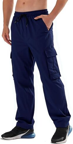 Men's Casual Cargo Pants Joggers Sweatpants Hiking Drawstring Tactical Pants in Saudi Arabia