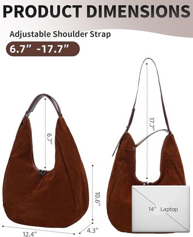 حقيبة كتف هيرالد مترهلة من الجلد السويدي هوبو للنساء، حقيبة يد على شكل هلال مع حزام قابل للتعديل in Kuwait