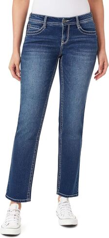 WallFlower Women's Feisty Curvy 30" Low Rise Straight Insta Stretch Juniors Jeans in Saudi Arabia