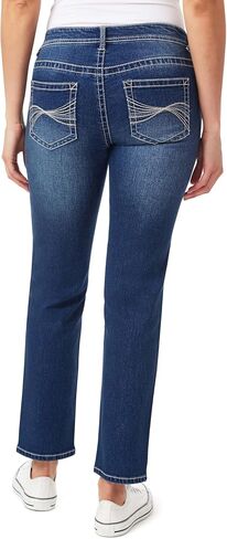 WallFlower Women's Feisty Curvy 30" Low Rise Straight Insta Stretch Juniors Jeans in Saudi Arabia
