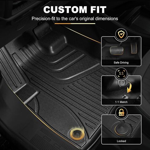 سجادات أرضية AOMSAZTO لسيارة 2019-2025 Chevy Silverado/GMC Sierra 1500، 2020-2025 2500HD / 3500HD - بطانة الصف الأول والثاني لسيارة شيفروليه سيلفرادو (تتناسب مع مساحة تخزين خلفية أسفل المقعد ومقعد الصف الأول) in Saudi Arabia