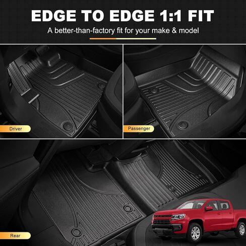 سجادات أرضية AOMSAZTO لسيارة 2019-2025 Chevy Silverado/GMC Sierra 1500، 2020-2025 2500HD / 3500HD - بطانة الصف الأول والثاني لسيارة شيفروليه سيلفرادو (تتناسب مع مساحة تخزين خلفية أسفل المقعد ومقعد الصف الأول) in Saudi Arabia
