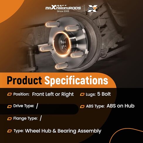 maxpeedingrods 513334 محور العجلة الأمامية ومجموعة المحمل لنيسان 370Z، إنفينيتي G35 Q50 G37 Q60 QX50 FX35 M35 Q70 QX70 2009-2020 5 عروة مع ABS in Kuwait