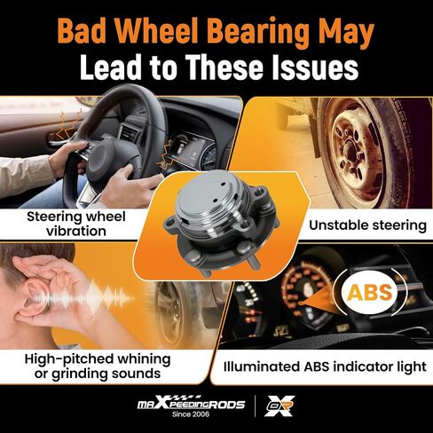 maxpeedingrods 513334 محور العجلة الأمامية ومجموعة المحمل لنيسان 370Z، إنفينيتي G35 Q50 G37 Q60 QX50 FX35 M35 Q70 QX70 2009-2020 5 عروة مع ABS in Kuwait