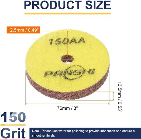 HARFINGTON 2pcs Diamond Sponge Polishing Pads 3" Dia 150 Grit Emery Sand Fiber Polishing Pad Wet Use Buffing Pad for Stone Concrete Marble Grinder Polisher Buffing Wheel, Yellow Brown in Saudi Arabia