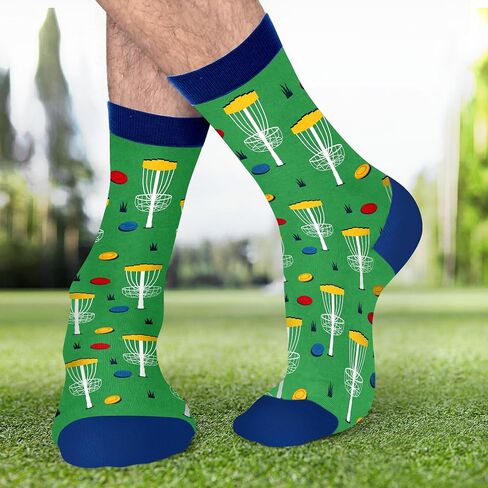VICRAZY Disc Golf Socks For Men – Funny Disc Golf Gifts, Frisbee Accessories For Players, Stocking Stuffers For Men, Christmas Gifts Ideas, Unique Presents For Him, Disc Golf Socks in Saudi Arabia