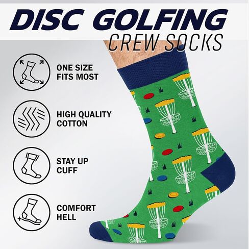 VICRAZY Disc Golf Socks For Men – Funny Disc Golf Gifts, Frisbee Accessories For Players, Stocking Stuffers For Men, Christmas Gifts Ideas, Unique Presents For Him, Disc Golf Socks in Saudi Arabia