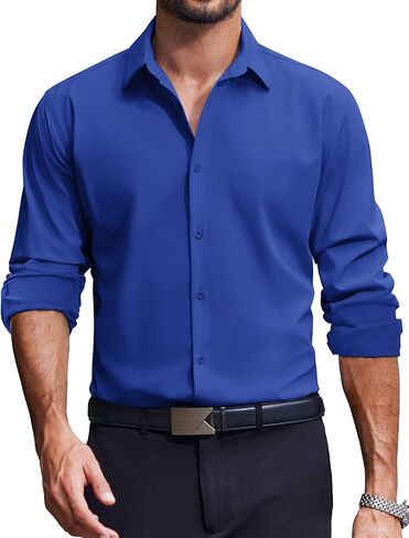 COOFANDY Men's Dress Shirts Long Sleeve Casual Button Down Shirt Solid Regular Fit Formal Business Shirts in Saudi Arabia