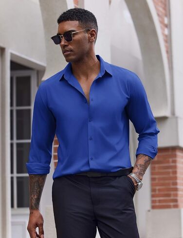 COOFANDY Men's Dress Shirts Long Sleeve Casual Button Down Shirt Solid Regular Fit Formal Business Shirts in Saudi Arabia
