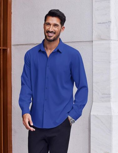 COOFANDY Men's Dress Shirts Long Sleeve Casual Button Down Shirt Solid Regular Fit Formal Business Shirts in Saudi Arabia