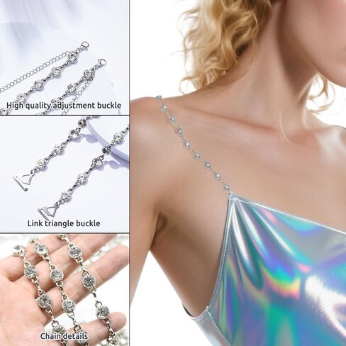 أشرطة حمالة كتف كريستال حجر الراين واللؤلؤ، زوج واحد من أحزمة الملابس الداخلية القابلة للتعديل، أشرطة حمالة صدر مضادة للانزلاق، سلسلة كتف حمالة صدر فستان الزفاف، مجوهرات الجسم النسائية in Kuwait