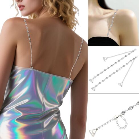 أشرطة حمالة كتف كريستال حجر الراين واللؤلؤ، زوج واحد من أحزمة الملابس الداخلية القابلة للتعديل، أشرطة حمالة صدر مضادة للانزلاق، سلسلة كتف حمالة صدر فستان الزفاف، مجوهرات الجسم النسائية in Kuwait