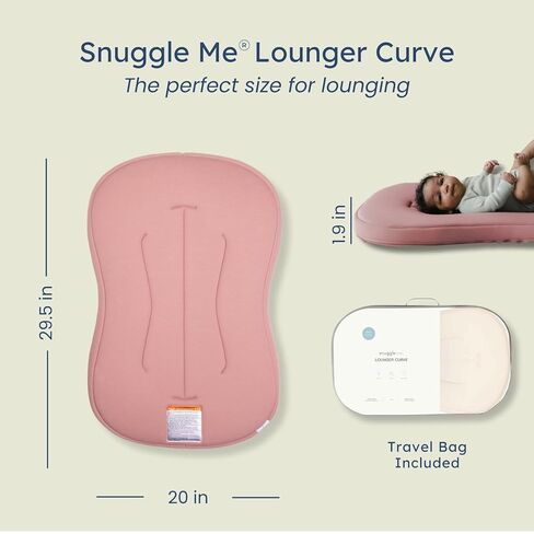 منحنى كرسي الأطفال Snuggle Me® (0-6 أشهر) - قطن عضوي فاخر مع قلب إسفنجي، غطاء قابل للغسل في الغسالة، كرسي أطفال ناعم للغاية وجيد التهوية مع حقيبة سفر (30 بوصة × 20 بوصة × 1.9 بوصة) - خشب البتولا in Kuwait