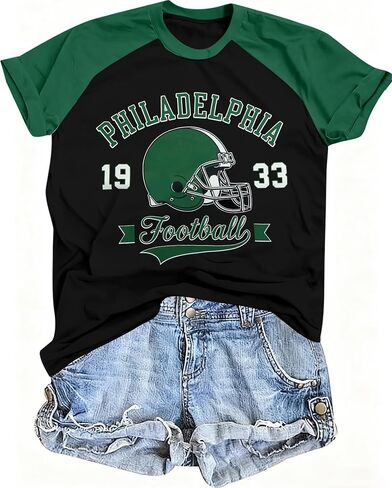 MNLYBABY Football Shirt for Women Game Day T-Shirt Football Fans Season Short Sleeve Tee Tops in Saudi Arabia