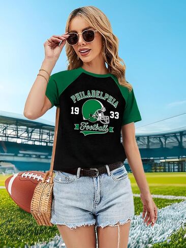 MNLYBABY Football Shirt for Women Game Day T-Shirt Football Fans Season Short Sleeve Tee Tops in Saudi Arabia