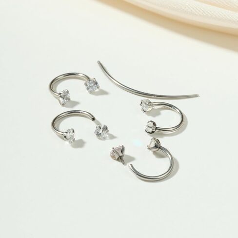 TOKRING 18G Internal Threaded Horseshoe Nose Rings Septum Rings CZ Rook Helix Conch Daith Cartilage Earrings 8mm Labret Lip Ear Eyebrow Nose Piercing Jewelry in Kuwait