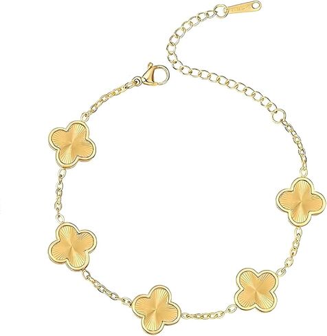 18K gold-plated mother of pearl enamel, adjustable clover lucky bracelet for women in Saudi Arabia