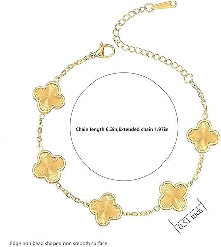 18K gold-plated mother of pearl enamel, adjustable clover lucky bracelet for women in Saudi Arabia