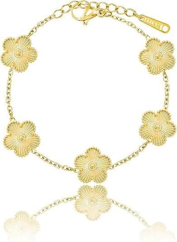 18K gold-plated mother of pearl enamel, adjustable clover lucky bracelet for women in Saudi Arabia