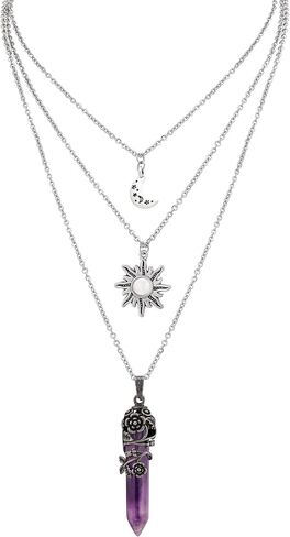 Sacina Gothic Green Crescent Moon Crystal Choker, Moon Sun Star Choker Necklace, Goth Gothic Necklace, Halloween Christmas Jewelry Gift for Women in Saudi Arabia