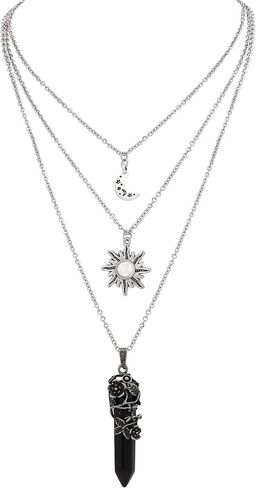 Sacina Gothic Green Crescent Moon Crystal Choker, Moon Sun Star Choker Necklace, Goth Gothic Necklace, Halloween Christmas Jewelry Gift for Women in Saudi Arabia