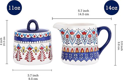 Bico Blue Talavera Ceramic Sugar and Cream Set, Dishwasher Safe in Saudi Arabia