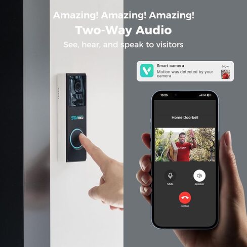 Vicohome DB3 2K Smart Doorbell مع رنين ، كاميرا بطارية الأمان المنزلية اللاسلكية ، إنذار مسموع ، سهلة الإعداد ، الكشف البشري ، الصوت ثنائي الاتجاه ، Wi-Fi 2.4 جيجا هرتز ، بدون فتحة SD ، 180 يومًا من سياسة التبادل in Saudi Arabia