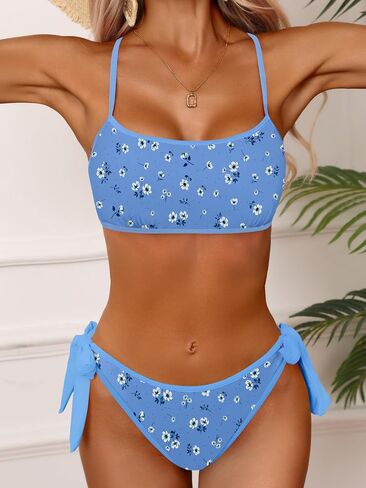 Bikini Sets for Women High Waisted Two Piece Swimsuit Cheeky High Cut Color Block Bathing Suits in Saudi Arabia
