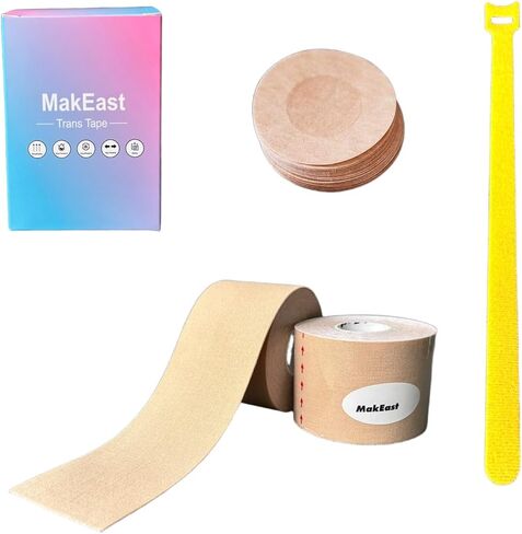 2 Rolls Trans Tape for Transitioning Chest Binding Tape Latex Free FTM Chest Binder with Nipple Covers 2 in X 16.5 ft in Saudi Arabia