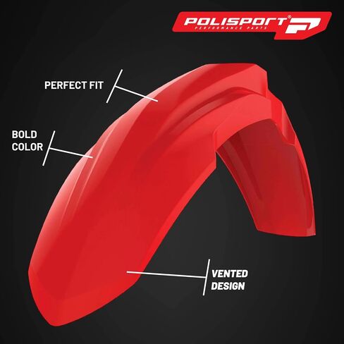 Polisport Motocross (MX) Restyle Front Fender for Honda CR125R/250R (2002-07) الدراجة الترابية - جودة OEM، متينة ومرنة ومثالية - أحمر in Saudi Arabia