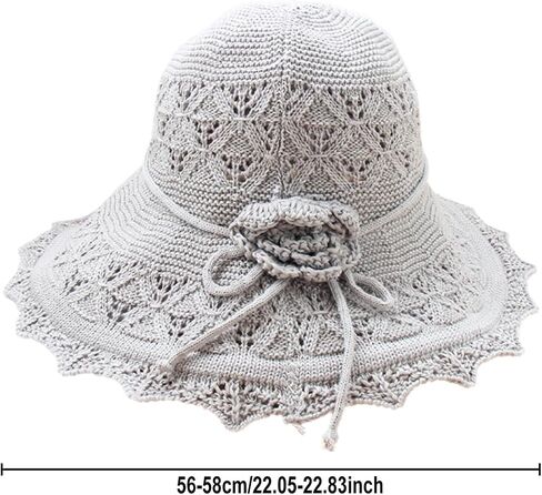 Women’s Wide Brim Sun Hat Foldable Crochet Hat with Floral Lace, Breathable & Lightweight for Beach, Travel in Saudi Arabia