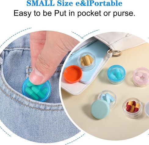 Small Pill Box, 5 Pcs Cute Travel Pill Organizer Mini Tiny Pills Case for Pocket Purse Portable Briefcase Medicines Storage Container Earplug Case in Saudi Arabia