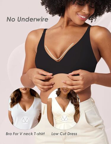 Y2K Deep V Bralette for Going Out - Waterdrop Seamless Push Up Silicone Strips & Adjustable Thin Straps, Invisible Party Bra in Saudi Arabia