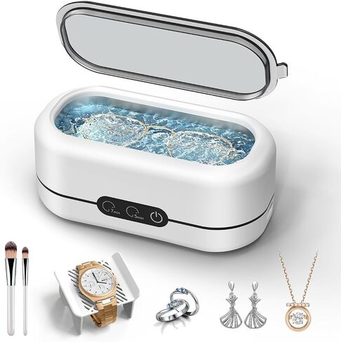 Ultrasonic Jewelry Cleaner, 50KHz Ultrasonic Cleaner Machine with 304 Stainless Steel for Jewelry, Eyeglasses, Rings, Watch Strap, Dentures, Dual Cleaning Modes(Green) in Saudi Arabia