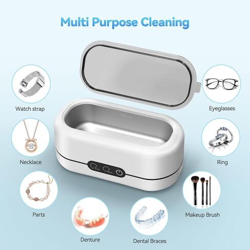 Ultrasonic Jewelry Cleaner, 50KHz Ultrasonic Cleaner Machine with 304 Stainless Steel for Jewelry, Eyeglasses, Rings, Watch Strap, Dentures, Dual Cleaning Modes(Green) in Saudi Arabia