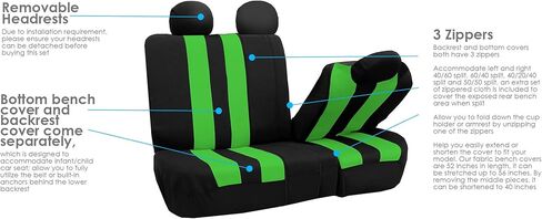 FH Group Three Row Set Striking Striped 7 Seater Car Seat Covers Airbag & Split Bench Compatible â€“ Universal Fit for Cars Trucks & SUVs Burgundy/Black in Saudi Arabia